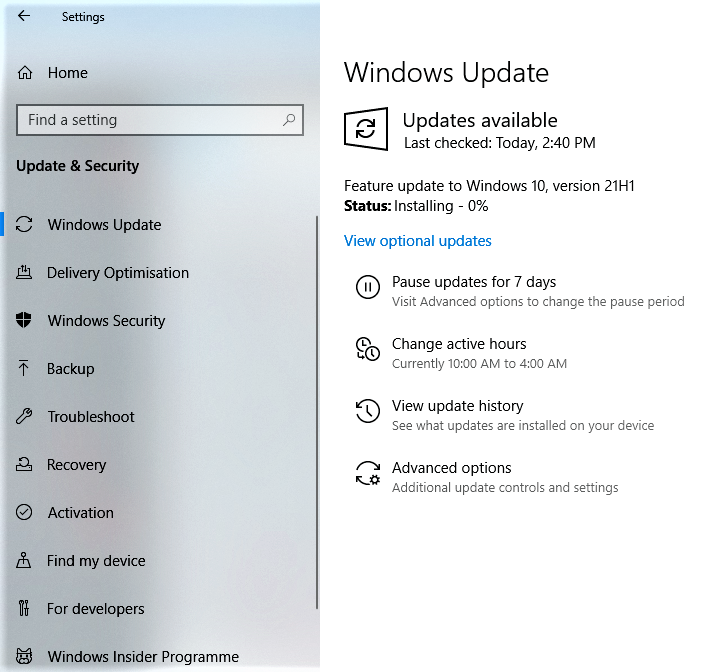 Windows 10 Update 21H1 Installing On My PC