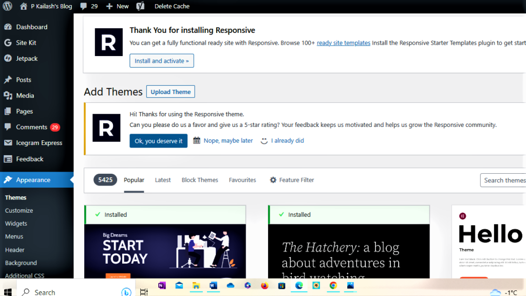 Figure 2: Upload A Theme And Then Install On Your WordPress Site. This Is Not How A Learner Can Easily Install A WordPress Theme.