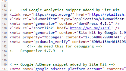 Figure 9: Look For The Info In Line <meta name="generator" content="WordPress 6.1.1" /> . Here The WordPress Version Is 6.1.1