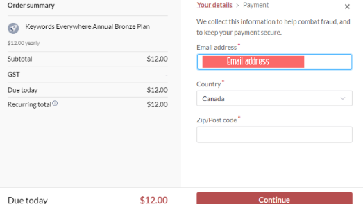 Enter The Required Information And Click Continue