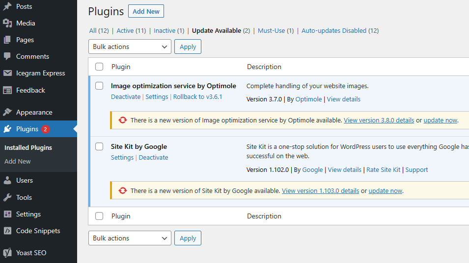 Updating Plugins In Bulk